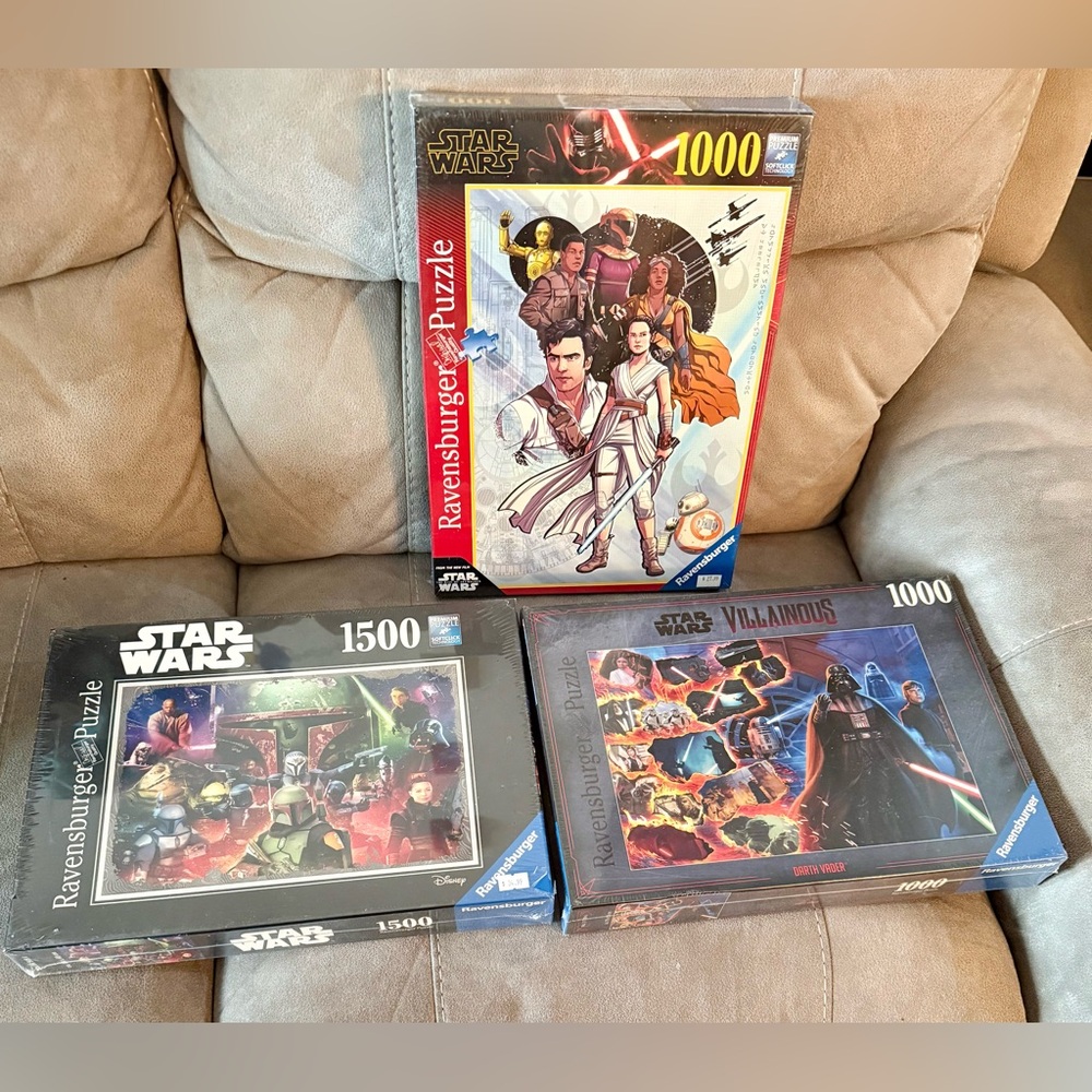 3 Star Wars Ravensburger 1000 and 1500 Piece Puzzles